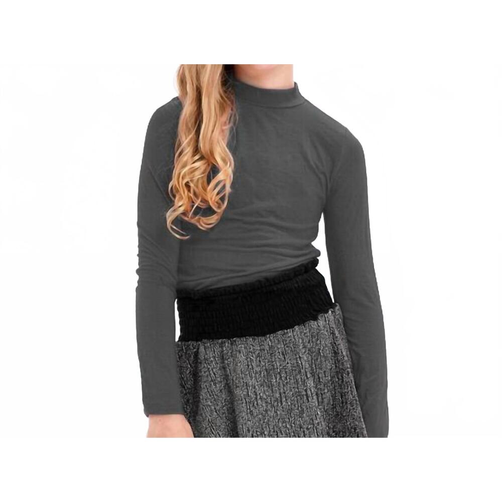 NEW GOOD GIRL florrie long sleeve modal knit top in charcoal